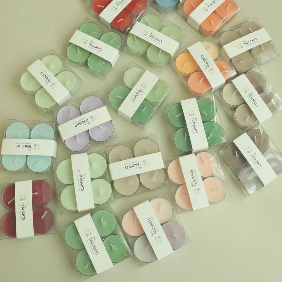 4pcs Soy Wax Scented Candles With Essential Oil Set For Gift Giving, 4 Hours Smokeless & Odorless Tea Light Candles For Aromatherapy Or Tea Making - Green - View 1