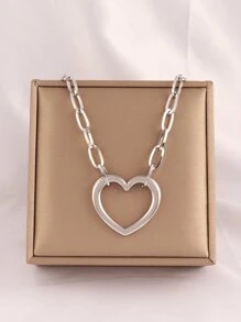 Collares de mujer con colgante de corazón de acero inoxidable, collar con cadena y colgante de corazones punk, joyería tipo gargantilla para el Día de San Valentín
