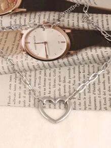 Collares de mujer con colgante de corazón de acero inoxidable, collar con cadena y colgante de corazones punk, joyería tipo gargantilla para el Día de San Valentín