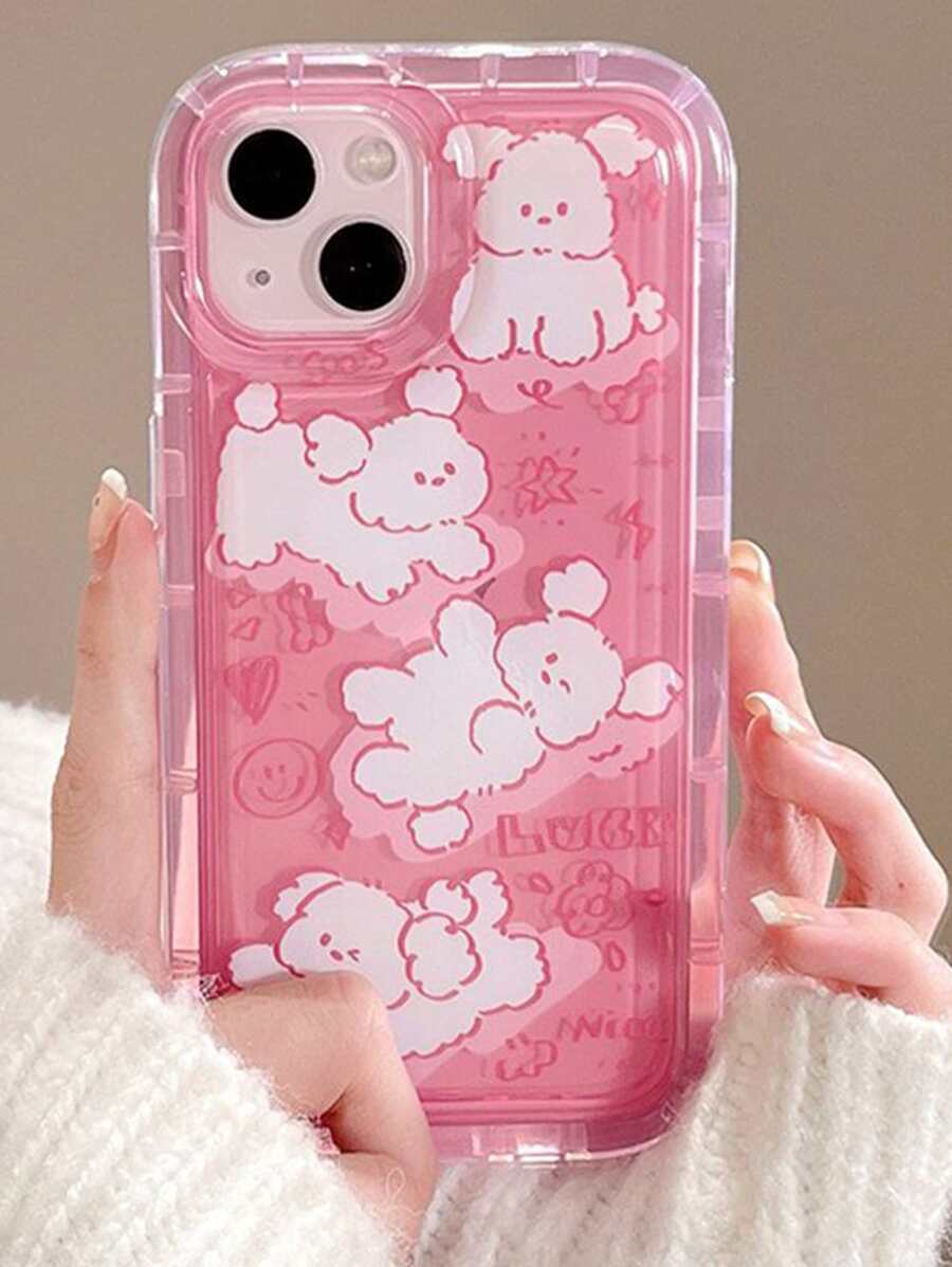 卡通狗圖案手機殼 - 無色 - 查看 1