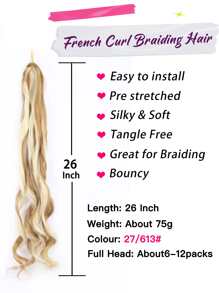 1Pack French Curls Braids Loose Wave Braiding Hair Extensions Crochet Hair for Women - Multicolor - View 3