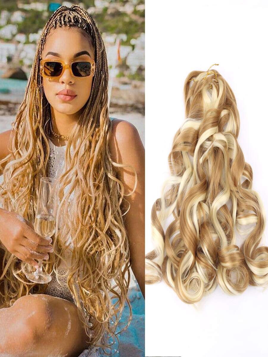 1Pack French Curls Braids Loose Wave Braiding Hair Extensions Crochet Hair for Women - Multicolor - View 1