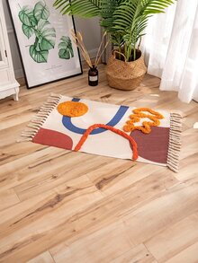 1pc Nordic Bohemian Round Shaggy Carpet, Moroccan Style Minimalist Rug For Living Room, Study, Children's Room, Bedroom, Vanity, Entryway, Sofa, Home Decor - Multicolor - View 1