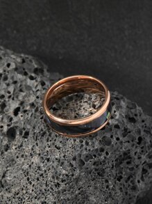 1 Miếng Cá nhân hóa Thép không gỉ Tím Nhẫn Cho nam giới , Đúng mốt Toàn trận Phong cách - Hoa hồng vàng - Xem 3