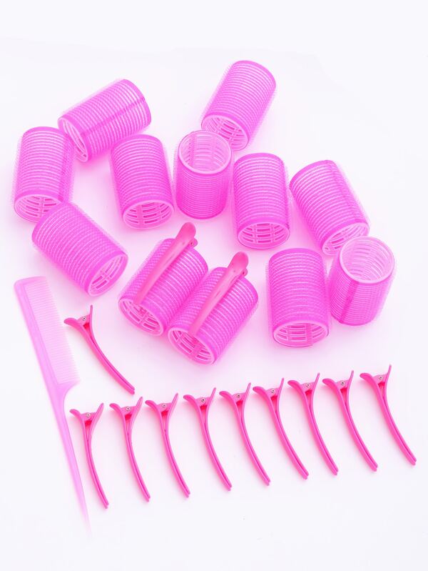 25pcs SelfAdhesive Hair Curling Rollers & Clips Set With 12 Hair