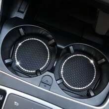 1 件水钻装饰汽车杯垫汽车内饰配件 - 黑色 - 查看 3