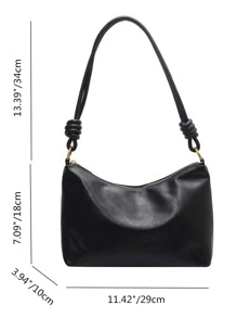 Minimalist Black Pu Shoulder Bag, Business Casual Women Bag, Perfect For Office, Business And Work - Black - View 5