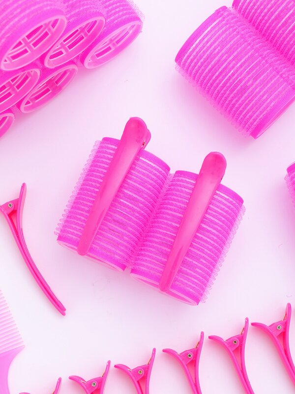 25pcs SelfAdhesive Hair Curling Rollers & Clips Set With 12 Hair