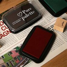 12色復古素色大尺寸印泥適用於郵票DIY工藝品剪貼簿橡膠木質郵票印泥手指繪畫 - 黑色 - 查看 4