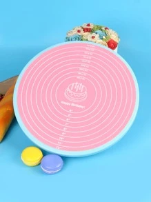 1pc Silicone Baking Mat Cake Pad With Measurement Scale, Silicone Cake Turntable Stand, Non-Stick Heat Resistant Baking Mat - Pink - Pink - View 6