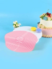 1pc Silicone Baking Mat Cake Pad With Measurement Scale, Silicone Cake Turntable Stand, Non-Stick Heat Resistant Baking Mat - Pink - Pink - View 5