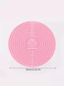 1pc Silicone Baking Mat Cake Pad With Measurement Scale, Silicone Cake Turntable Stand, Non-Stick Heat Resistant Baking Mat - Pink - Pink - View 8