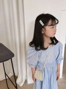 Fashion Children's Crossbody Bag, Spring/Summer New Pearl-Woven Mini Lovely Girl Shoulder Bag, Baby Girls' Outing Accessory Bag, Forest Princess Coin Purse