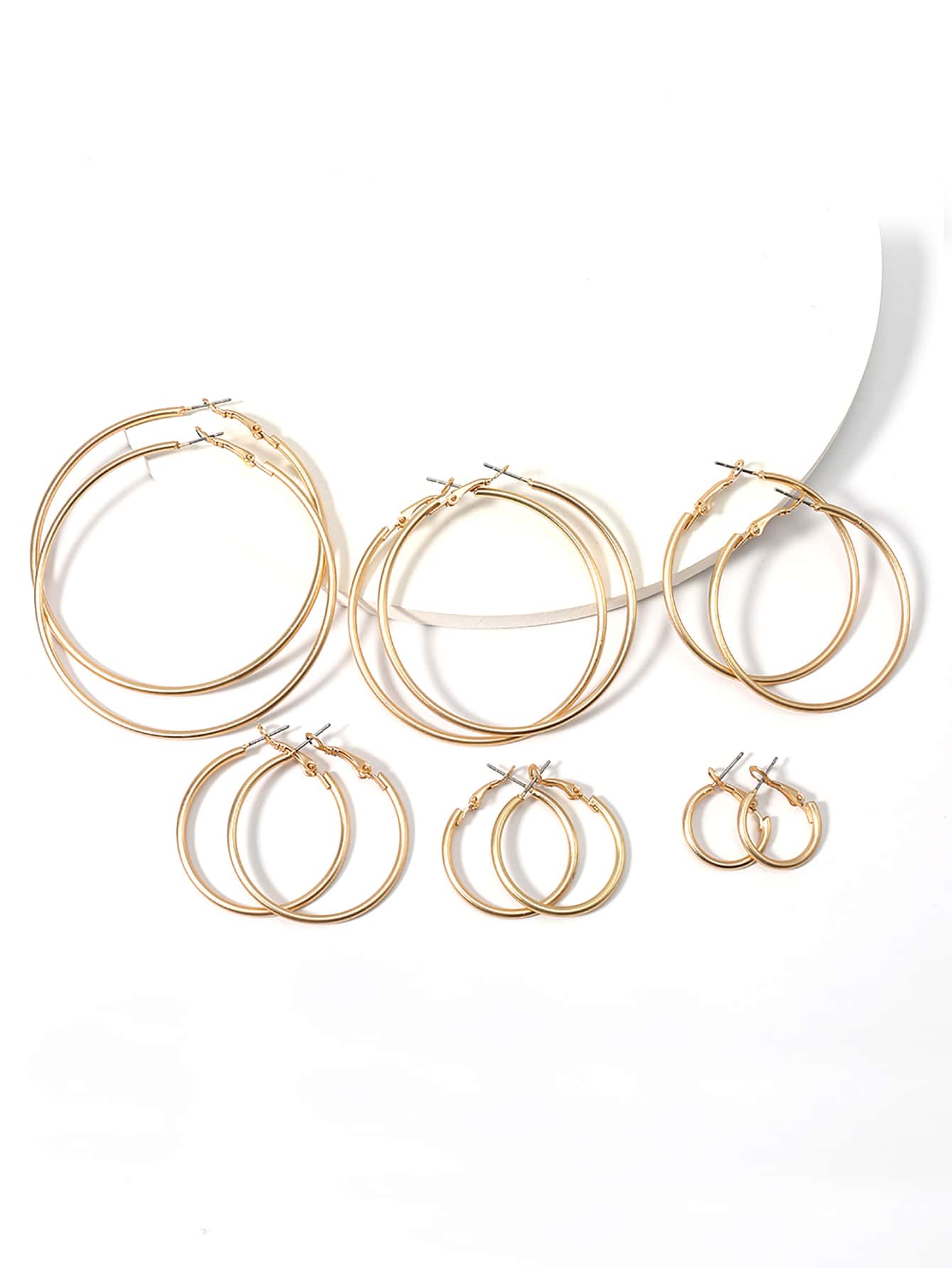 1 Đôi Phong Cách Âu Mỹ Thời Trang Đơn Giản Tròn Vòng Tròn Hình Học Sáng Bóng Bông Tai Dành Cho Nữ Đeo Hàng Ngày - Vàng - Xem 1