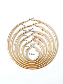 1 Đôi Phong Cách Âu Mỹ Thời Trang Đơn Giản Tròn Vòng Tròn Hình Học Sáng Bóng Bông Tai Dành Cho Nữ Đeo Hàng Ngày - Vàng - Xem 3