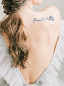 CAT QUEEN ART Tattoo Blue Bird Love Butterfly Heartbeat Word Pattern Wrist Body Tattoo Sticker Herbal Semi-permanent Two Weeks Non-reflective Tattoo Sticker 1 Pack - Black - View 4