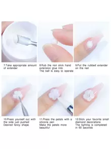 15毫升美甲延长胶，固态不粘腻，无需模具即可轻松雕刻花朵，快速UV凝胶美甲胶