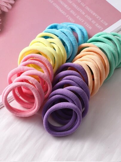50pcs Minimalist & Practical Hair Scrunchies, Daily Home Hair Accessories Suitable For Girls Back To School Season