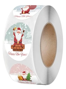 TYFYO 1 rollo Pegatina de regalo con patrón de Papá Noel de Navidad - Multicolor - Ver 3