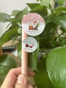 TYFYO 1 rollo Pegatina de regalo con patrón de Papá Noel de Navidad - Multicolor - Ver 6