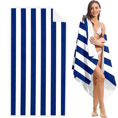 1pc Oversized Beach Towel, Super Absorbent Microfiber Beach Towel, Large Size 59'x29', Windproof & Sunscreen, Perfect For Kids, Men, Women, Girl, Boy, Beach Party, Dry Travel, Camping, Beach Accessories, Summer Essential Gift For Vacation Holiday Beach Essentials