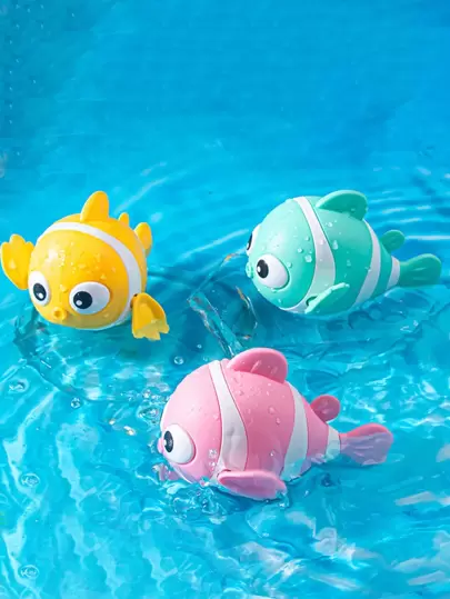 1入組浴室玩具小丑魚設計發條游泳玩具適用於兒童,嬰兒,浴室玩