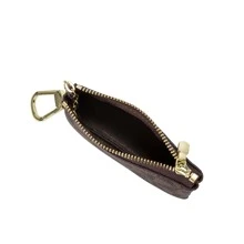 2023 新款緊湊型零錢包,創意裝飾女用迷你鑰匙圈錢包,簡約印花設計 - 棕色 - 查看 4