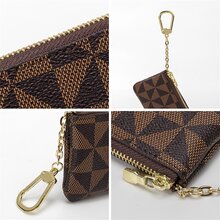 2023 新款緊湊型零錢包,創意裝飾女用迷你鑰匙圈錢包,簡約印花設計 - 棕色 - 查看 8