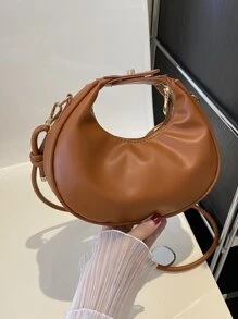 時尚素色復古簡單風格手提包 - 棕色 - 查看 7