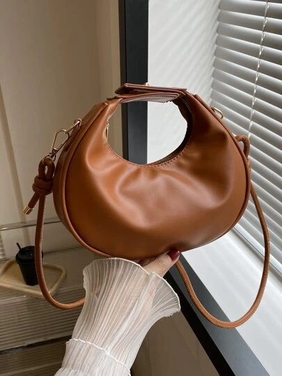 時尚素色復古簡單風格手提包