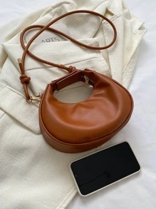 時尚素色復古簡單風格手提包 - 棕色 - 查看 6