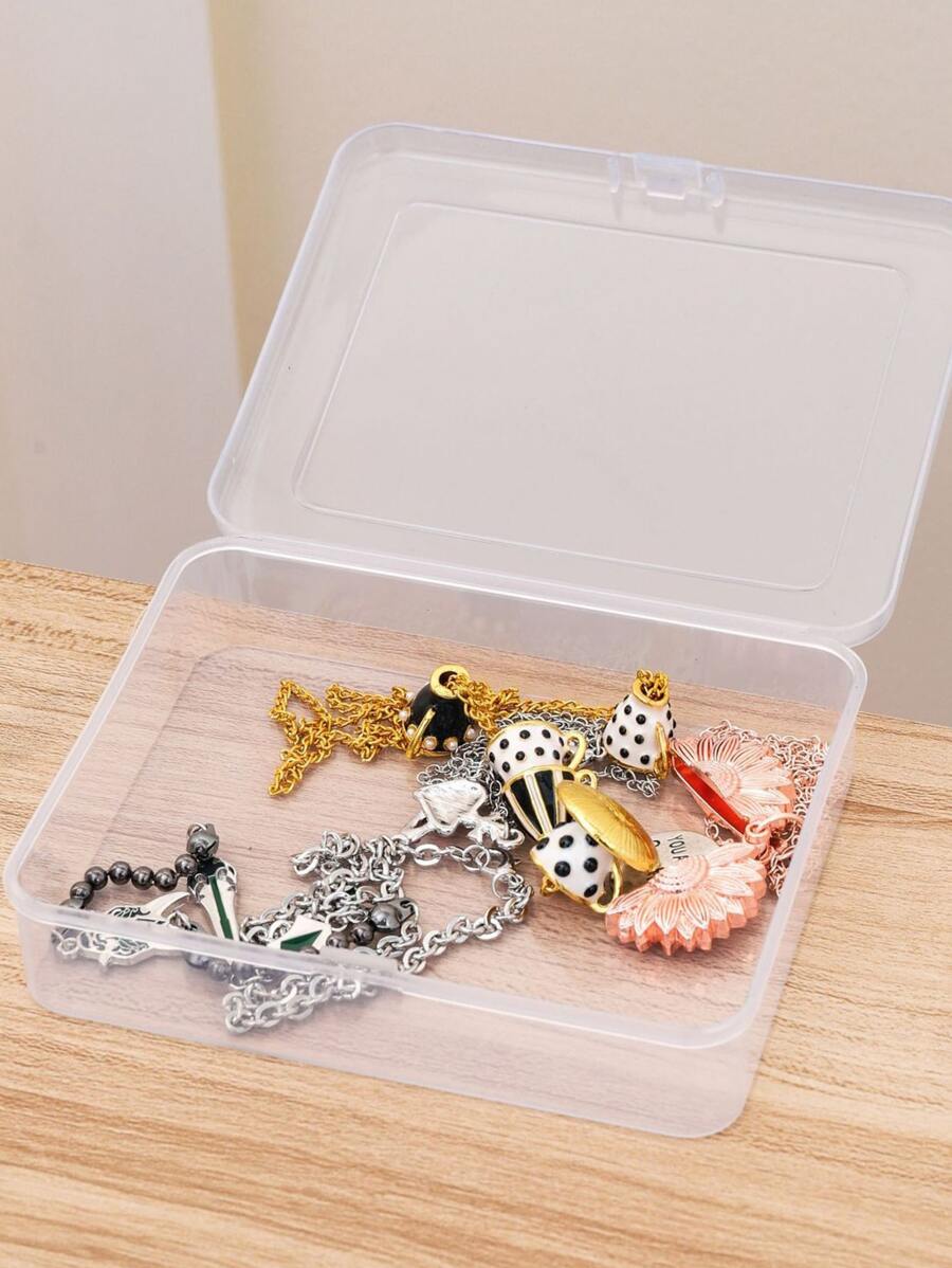 Transparent Rectangular Plastic Parts Storage Box With Lid, 12.5cm, Small Size, For Components And Tools - Clear - View 1