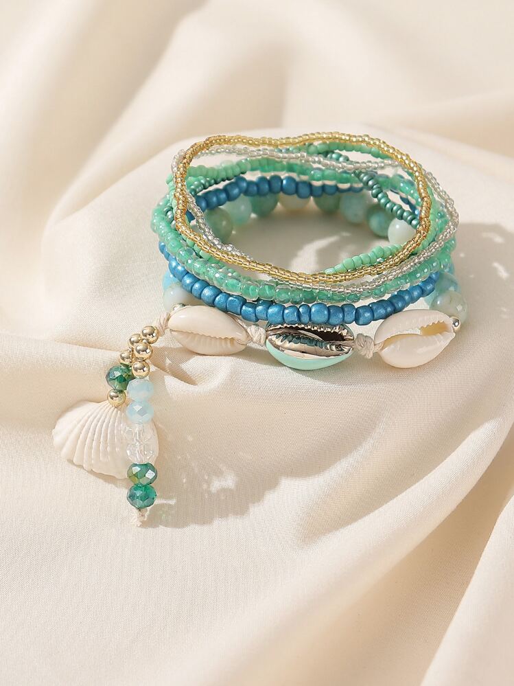 Braccialetti Estivi Spiaggia Donna: Set 7 Pezzi Con Stelle Marine E Conchiglie Bohémien
