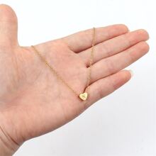 Dây chuyền mặt hình trái tim bằng thép không gỉ, khắc chữ, thích hợp cho nữ giới đeo hàng ngày, quà tặng ngày Valentine, ngày của Mẹ. - Vàng - Xem 5