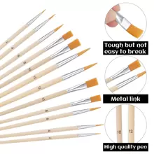 13 件套混合调色板和颜料刷套装木制调色板带拇指孔椭圆形木制调色板颜料混合调色板扁平颜色刷尼龙艺术刷套装用于绘画水彩油画颜料 30 x 23 厘米 返校，返校，学校用品 - 查看 5