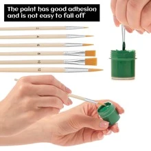 13 件套混合调色板和颜料刷套装木制调色板带拇指孔椭圆形木制调色板颜料混合调色板扁平颜色刷尼龙艺术刷套装用于绘画水彩油画颜料 30 x 23 厘米 返校，返校，学校用品 - 查看 6