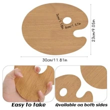 13 件套混合调色板和颜料刷套装木制调色板带拇指孔椭圆形木制调色板颜料混合调色板扁平颜色刷尼龙艺术刷套装用于绘画水彩油画颜料 30 x 23 厘米 返校，返校，学校用品 - 查看 4