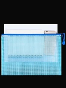 5pcs Mesh Zipper Pouch, Waterproof Zipper Document Folder & Pencil Case, For School & Office Supplies Storage - Green - View 4