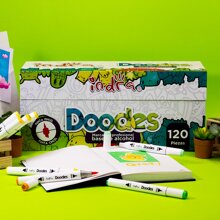 IND-0431 INDRA ART set 120 colores de marcadores de arte base  alchol doble punta pincel y cincel - Multicolor - Ver 2