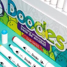 IND-0431 INDRA ART set 120 colores de marcadores de arte base  alchol doble punta pincel y cincel - Multicolor - Ver 5