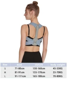 1pc Women's Adjustable Upper Back Support, Relieve Neck And Shoulder Pain - Comfortable Upright Back - Grey - View 6