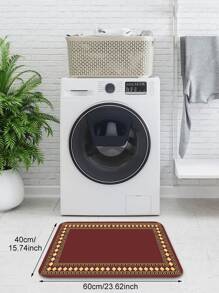 1入組廚房墊現代簡約幾何印花地毯防滑長條臥室走廊浴室陽台區域地毯地墊 - 紅色 - 查看 3