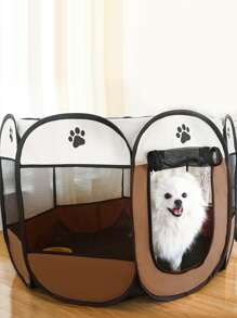 600D 牛津布宠物围栏，可折叠便携式宠物帐篷，适合室内/室外旅行露营，适合小型/中型宠物 - 咖啡棕 - 查看 8