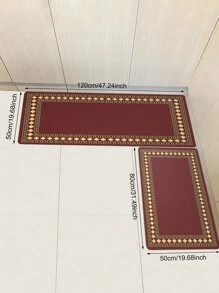 1入組廚房墊現代簡約幾何印花地毯防滑長條臥室走廊浴室陽台區域地毯地墊 - 紅色 - 查看 5