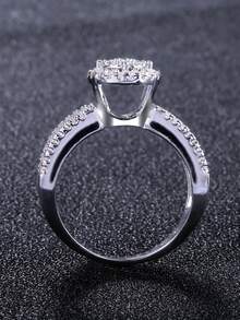 1入組魅力四射方晶鋯石戒指適合女士適合婚禮訂婚儀式首飾類情人節禮品 - 銀色 - 查看 7