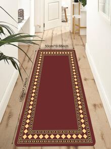 1入組廚房墊現代簡約幾何印花地毯防滑長條臥室走廊浴室陽台區域地毯地墊 - 紅色 - 查看 7