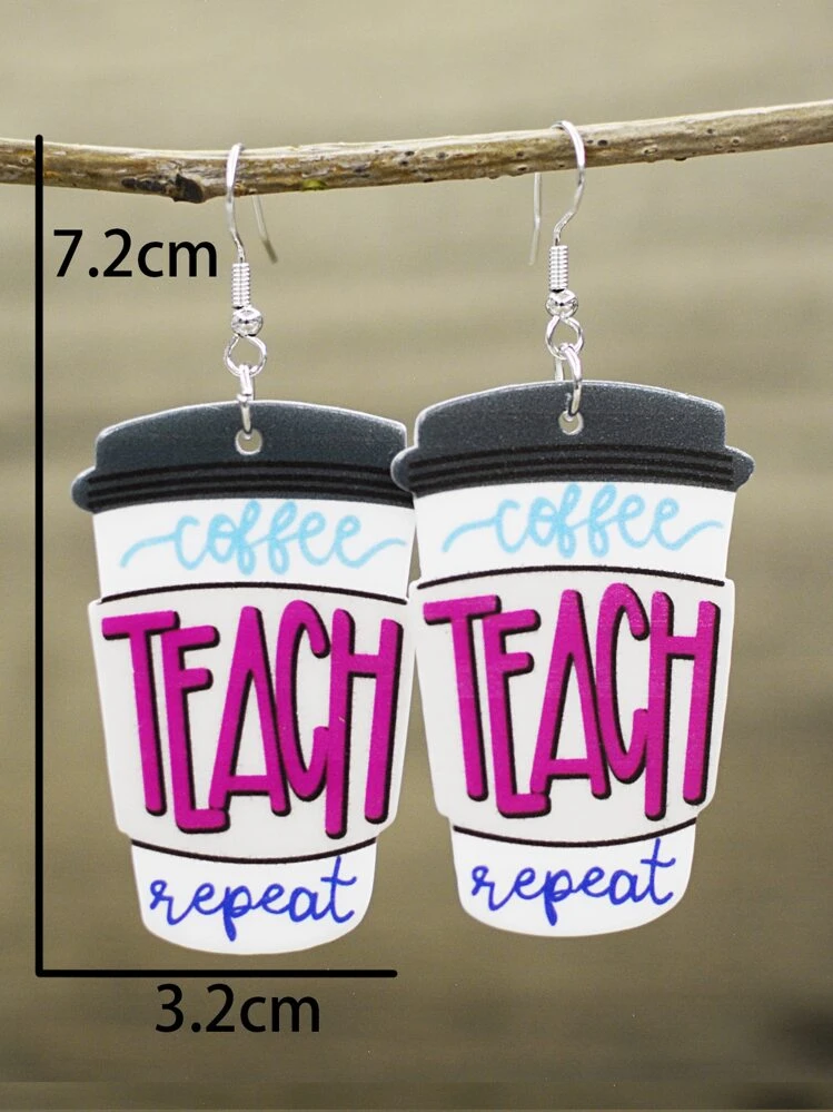 1ペア コーヒーカップ 形 ピアス バレンタインデーに - マルチカラー - 見る 3