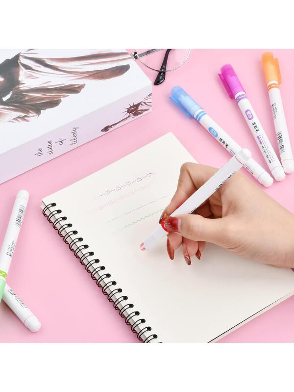 6 Pieces Curve Highlighter Pen Set Colourful Curve Highlighter 6