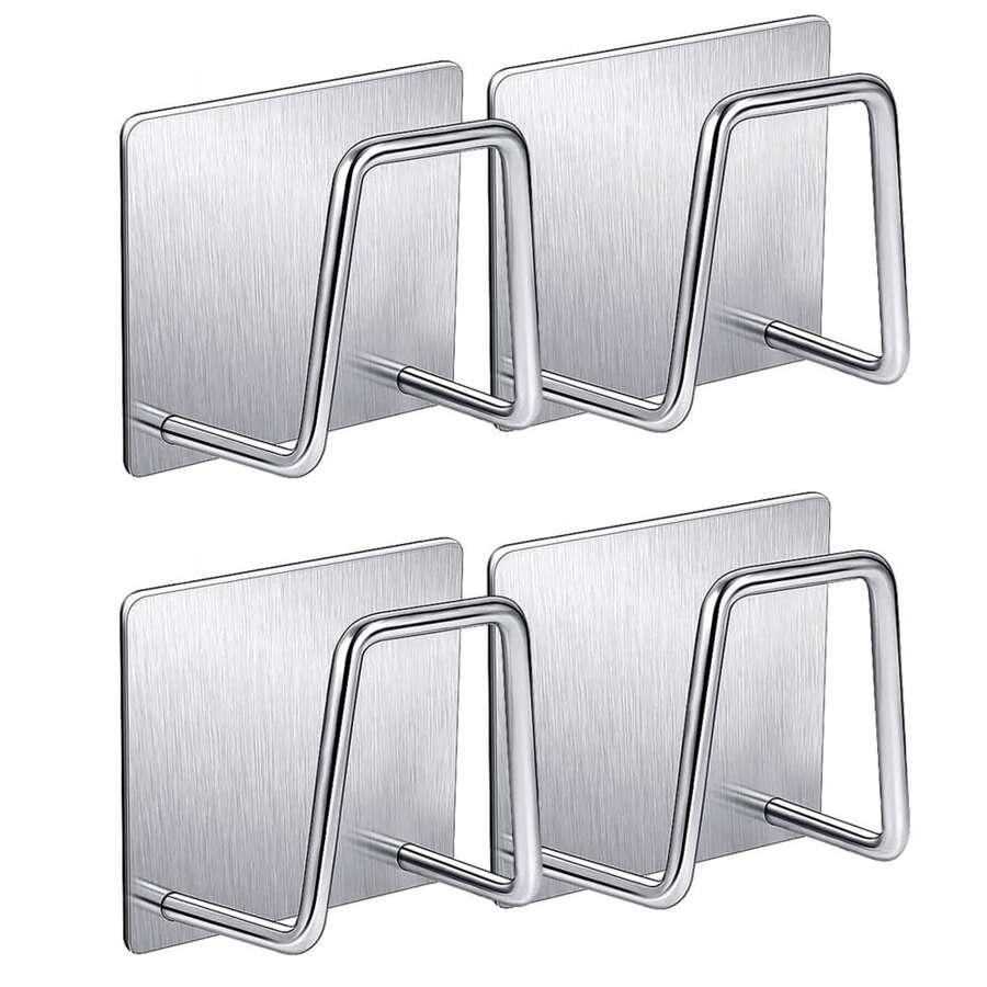 4入组/套不銹鋼海綿瀝水架適用於廚房水槽,鑽孔壁掛式收納架子適用於鋼羊毛球和鍋蓋 - 銀色 - 查看 1