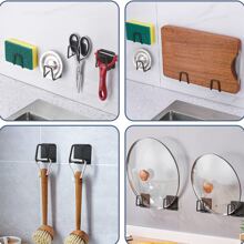 4入组/套不銹鋼海綿瀝水架適用於廚房水槽,鑽孔壁掛式收納架子適用於鋼羊毛球和鍋蓋 - 銀色 - 查看 8